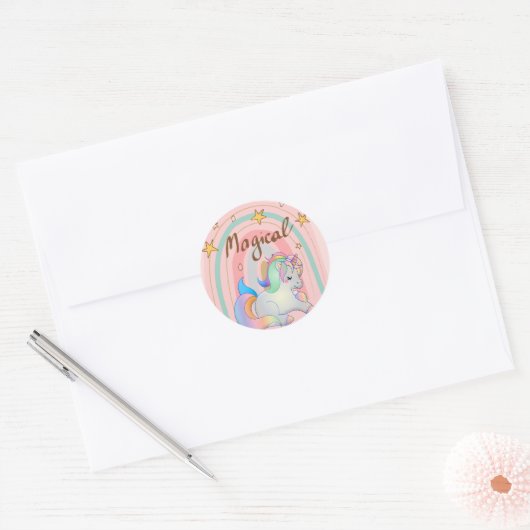 Rond Magique, Unicorne, Sticker Arc-en-ciel (Enveloppe)