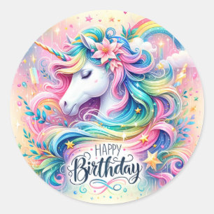 Rond Magique Whimsy : Sticker Anniversaire Unicorne Enc