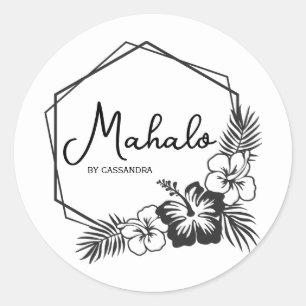 Rond Mahalo merci sticker hawaïen personnalisable