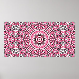 Rond mandala patroon in glazen vitrage mosai poster