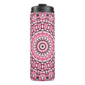 Rond mandala patroon in glazen vitrage mosai thermosbeker (Voorkant)