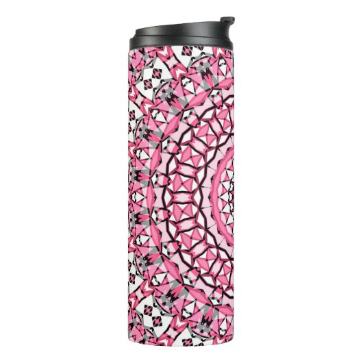 Rond mandala patroon in glazen vitrage mosai thermosbeker (Gedraaid links)