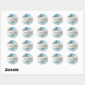 Rond marbre bleu rose merci sticker (Feuille)