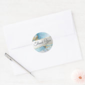 Rond marbre bleu rose merci sticker (Enveloppe)