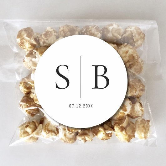 Rond Mariage Couple Initial Sticker Mariage Faveur Étiq