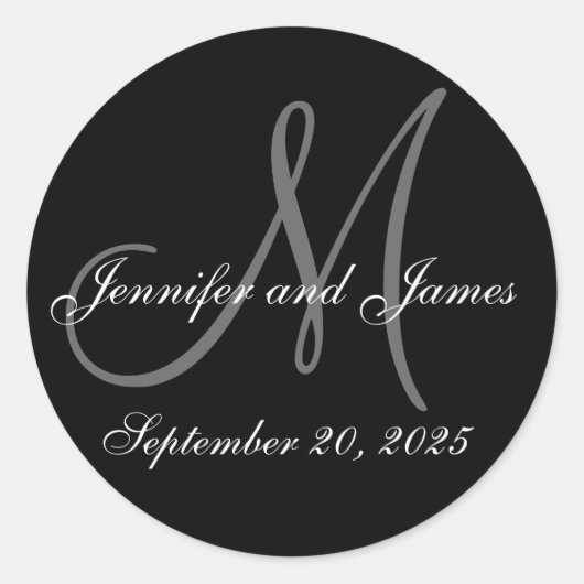 Rond Mariage Date Prénoms Monogramme initial Sticker (Devant)