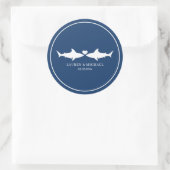 Rond Mariage de requin avec des noms Sticker ovale (Sac)