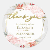 Rond Mariage d'hiver merci Sticker Aquarelle dorée (Devant)