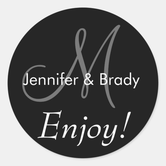 Rond Mariage Dire Mariée Monogramme Favoriser Sticker (Devant)