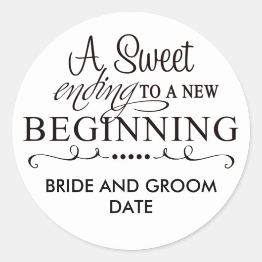 Rond MARIAGE FAVOR STICKER Une fin douce (Devant)
