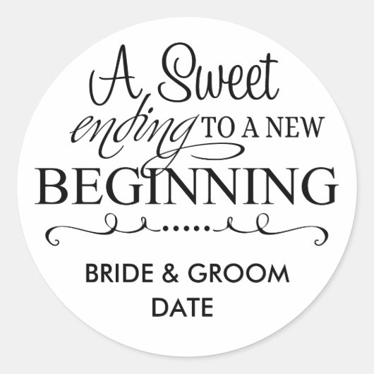 Rond MARIAGE FAVOR STICKER Une fin douce (Devant)