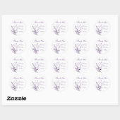 Rond Mariage floral violet et blanc Favoriser Sticker (Feuille)