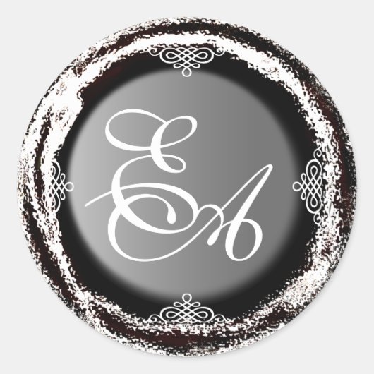 Rond Mariage Monogram Silver Sticker Phuile (Devant)