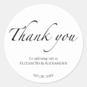 Rond Mariage noir et blanc merci Sticker (Devant)