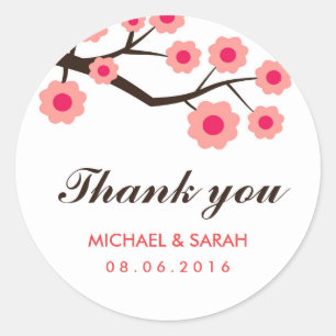 Rond Mariage rose Floral Favor Sticker Merci