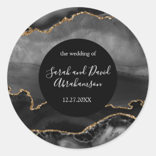 Rond Mariage Sticker Black and Gold Parties scintillant