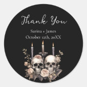 Rond Merci Dark Gothic Wedding en faveur Sticker (Devant)