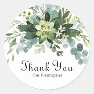 Rond Merci de bouquet turquoise - Sticker circulaire