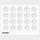 Rond Merci Floral Violet Mariage Favor Sticker (Feuille)