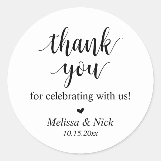 Rond Merci pour célébrer avec nous Sticker Mariage (Devant)