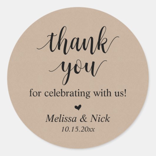 Rond Merci pour célébrer avec nous Sticker Mariage (Devant)