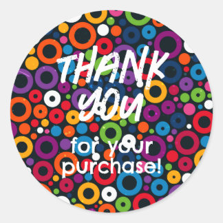 Rond Merci pour votre achat Sticker Cercles de couleurs