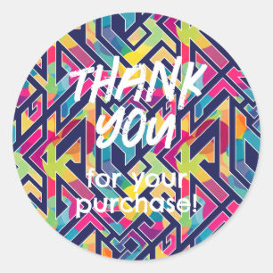 Rond Merci pour votre Sticker d'achat Ligne géométrique