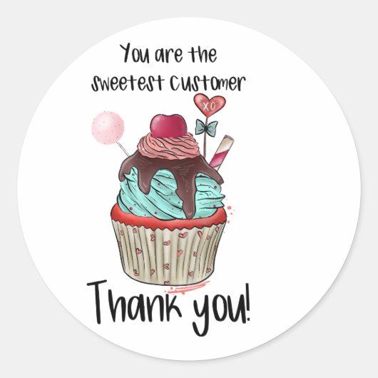 Rond Merci pour votre Sticker Muffin de commande (Devant)