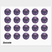 Rond Merci" Sticker - Conception Florale Violet (Feuille)
