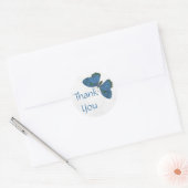 Rond Merci Sticker Papillon Brocade bleu (Enveloppe)