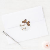 Rond Merci Sticker Papillon Brocade brun (Enveloppe)