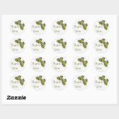 Rond Merci Sticker Papillon Brocade vert (Feuille)