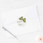 Rond Merci Sticker Papillon Brocade vert (Enveloppe)