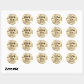 Rond MERCI! Sticker Parties scintillant or (Feuille)