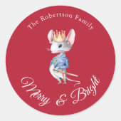 Rond Merry & Bright Nutcracker Mouse Christmas Sticker (Devant)