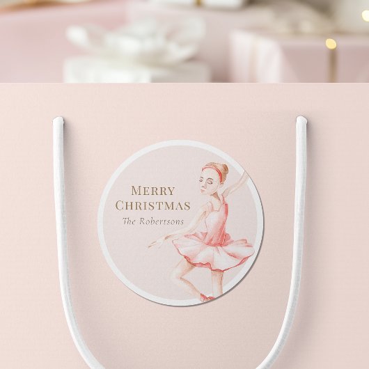 Rond Merry Christmas Ballerina Sticker