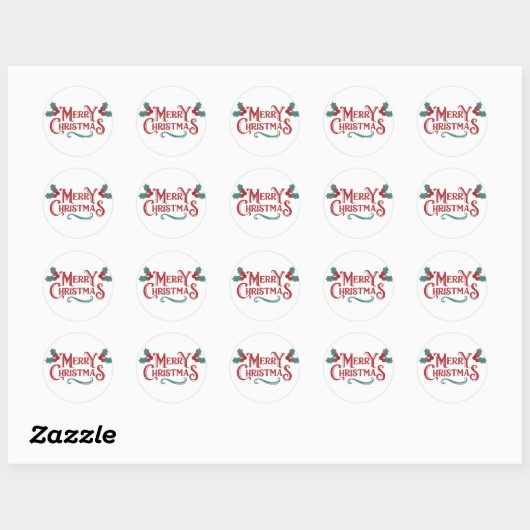 Rond Merry Christmas Sticker Set (Feuille)