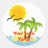 Rond Miami Beach Florida sticker tropical (Devant)