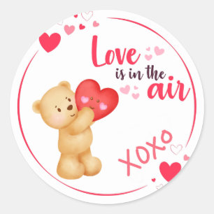 Rond Mignonne Valentines Jour Ours avec Sticker d'amour