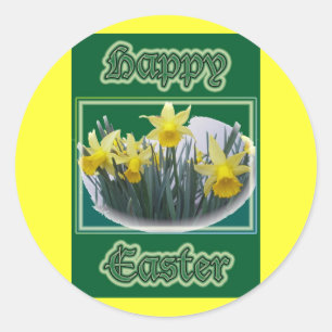 Rond Mini jonquilles Happy Sticker de Pâques