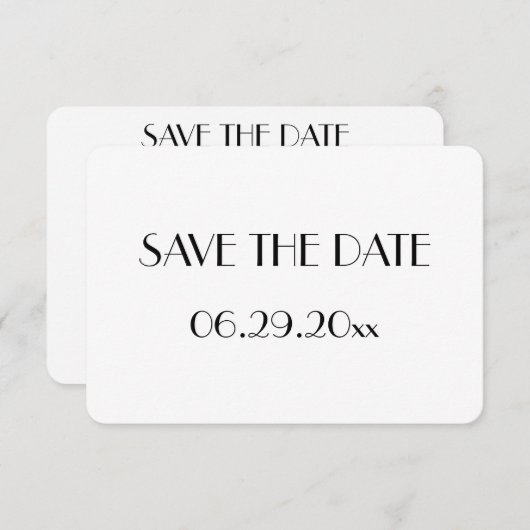 Rond Minimal Deco White Wedding Bewaar de datums Kaart (Voorkant / Achterkant)