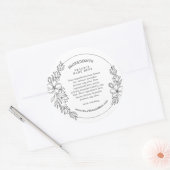 Rond Minimal Floral Black and White Ingredients Sticker (Enveloppe)