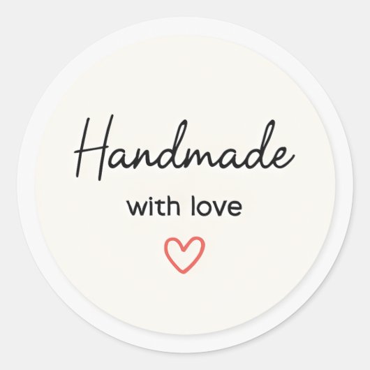 Rond Minimal handmade with love sticker (Devant)