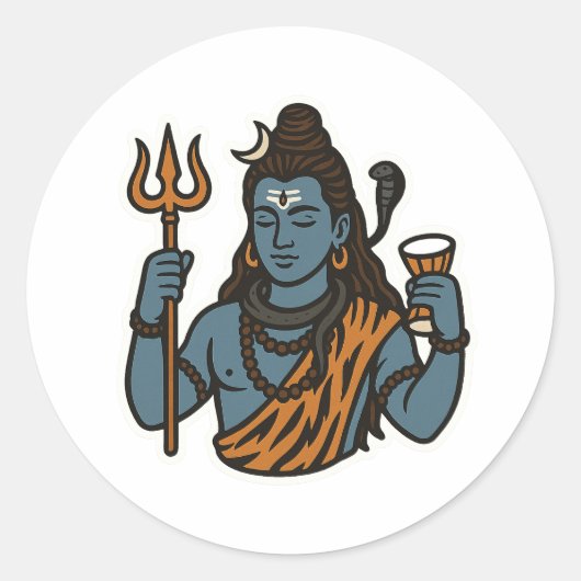 Rond "Minimal Lord Shiva Sticker – Trident, Snake (Devant)