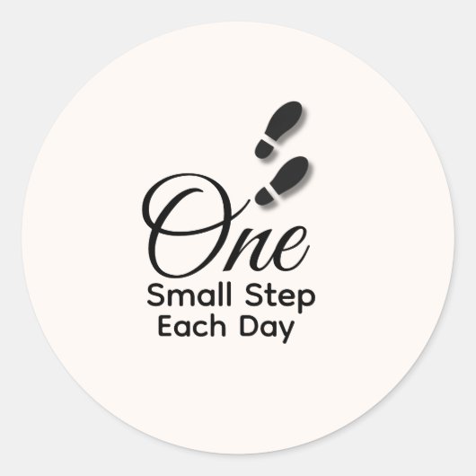 Rond Minimal Motivational Sticker – One Small Step Each (Devant)