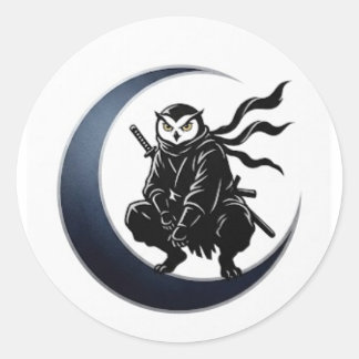 Rond Minimalist Ninja Owl Round Sticker