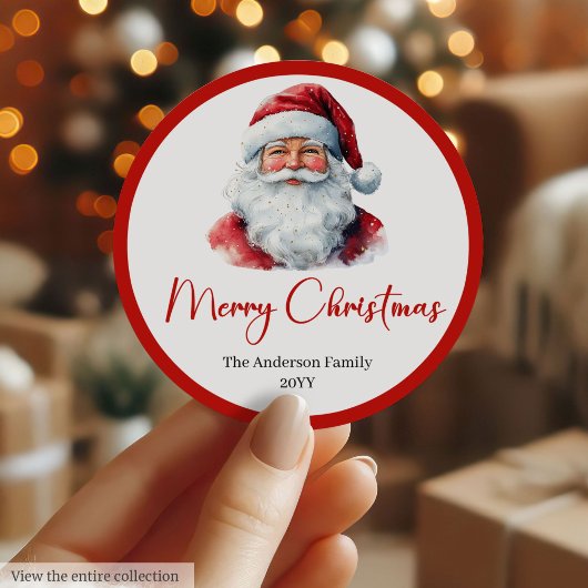 Rond Minimalist Santa Claus Holiday Gift Label Sticker