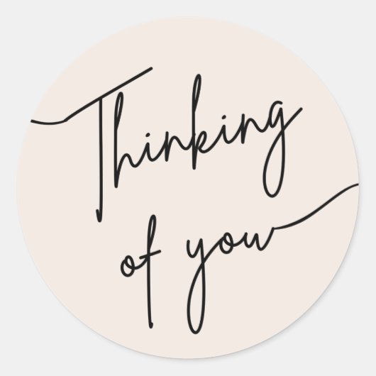 Rond Minimalist “Thinking of You” Calligraphy Sticker (Devant)