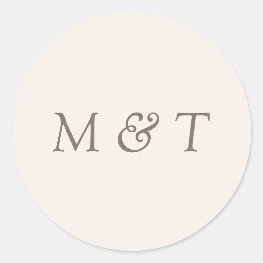 Rond Minimalist Wedding Monogram Envelope Seal Sticker (Devant)