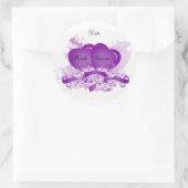 Rond Modèle Sticker Enveloppe Coeur Violet (Sac)